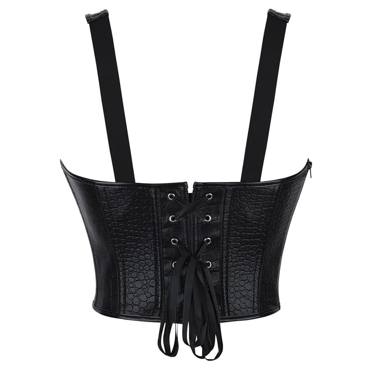 Kobine Women's Gothic Croc Embossed Strap Overbust Corset