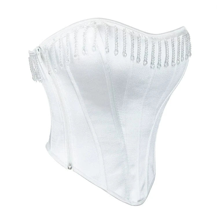 Kobine Women's Gothic Crystal Tassel Lace-up Overbust Corset