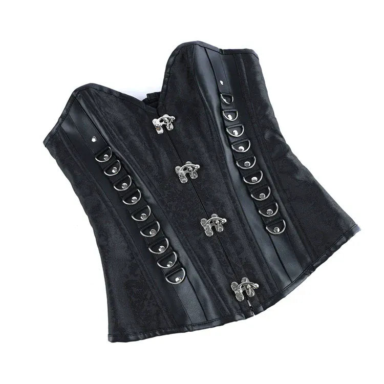 Kobine Women's Gothic D-rings Buckle Lace-up Overbust Corset