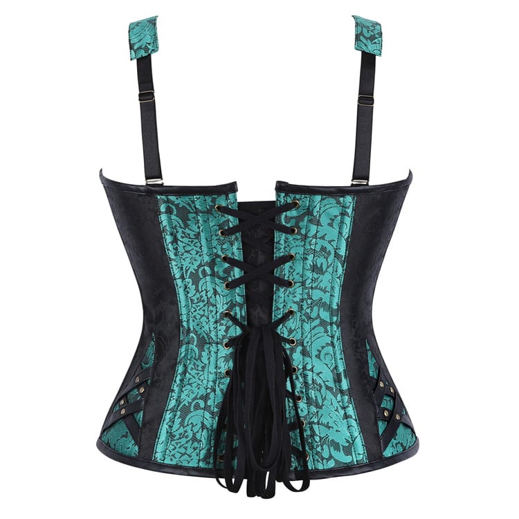 Kobine Women's Gothic Double Color Floral Jacquard Lace-up Overbust Corset