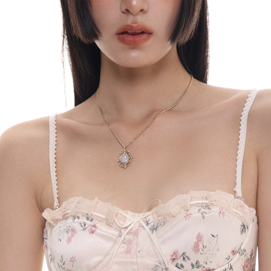 Kobine Women's Gothic Embossed Frame Necklace