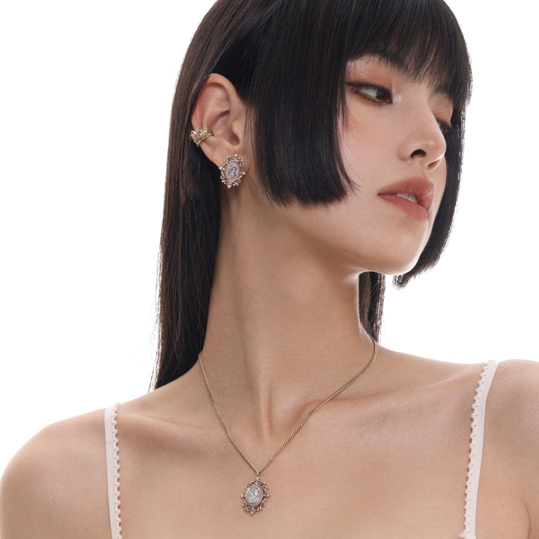 Kobine Women's Gothic Embossed Frame Necklace