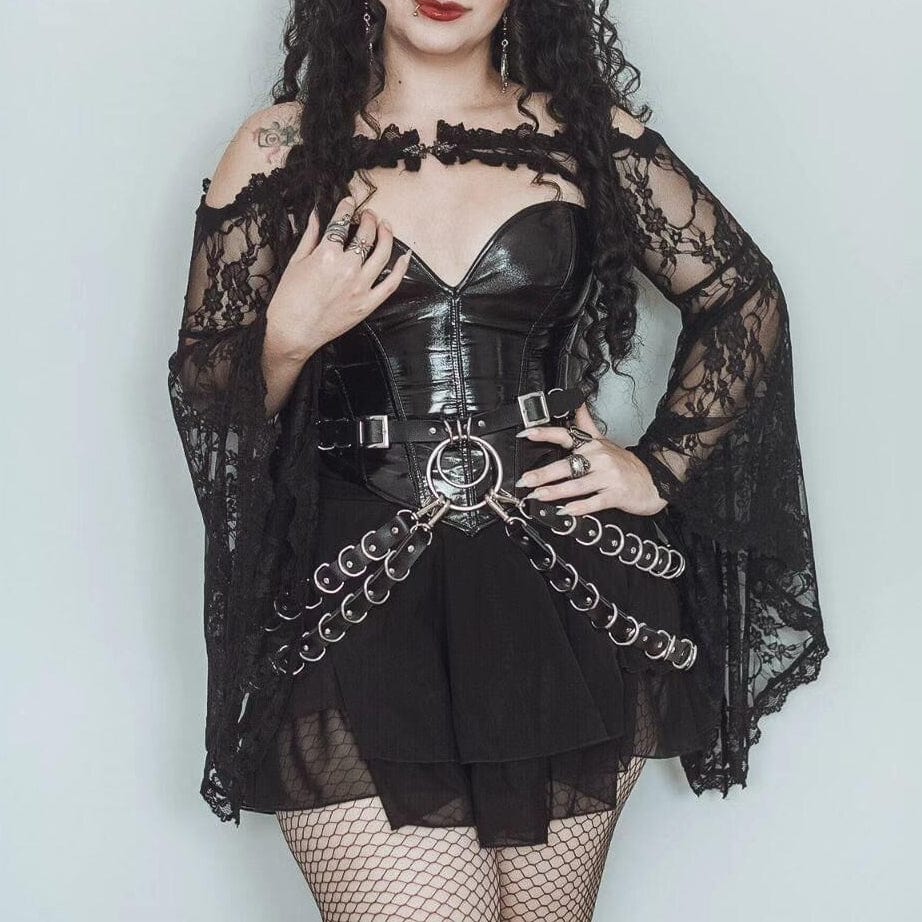 Kobine Women's Gothic Flare Sleeved Lace Cape