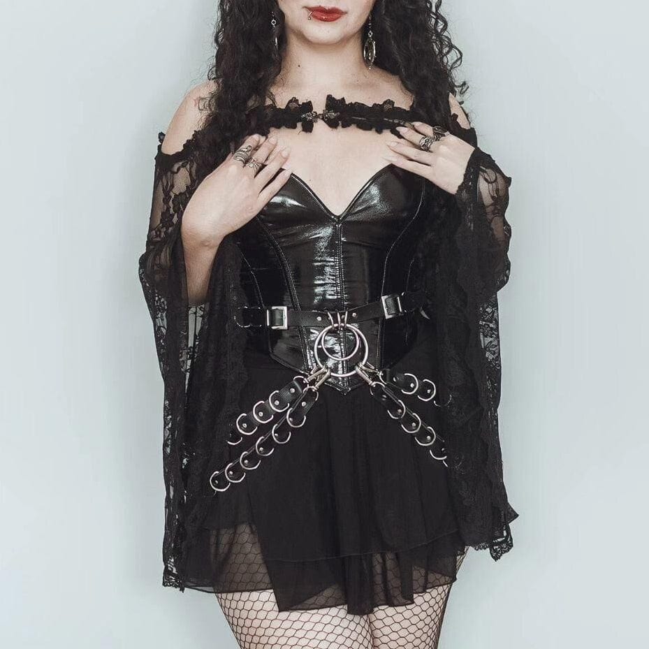 Kobine Women's Gothic Flare Sleeved Lace Cape