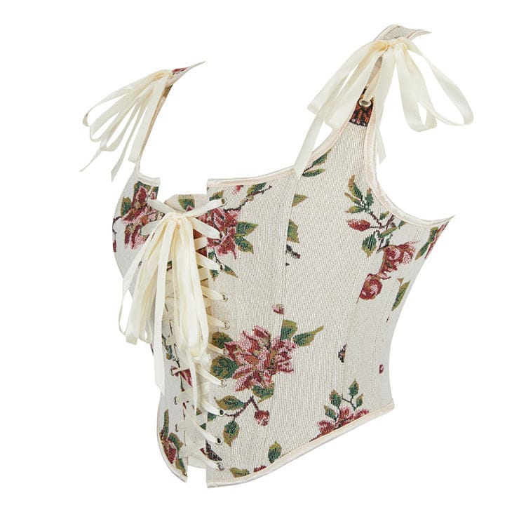 Kobine Women's Gothic Floral & Butterfly Jacquard Lace-up Overbust Corset