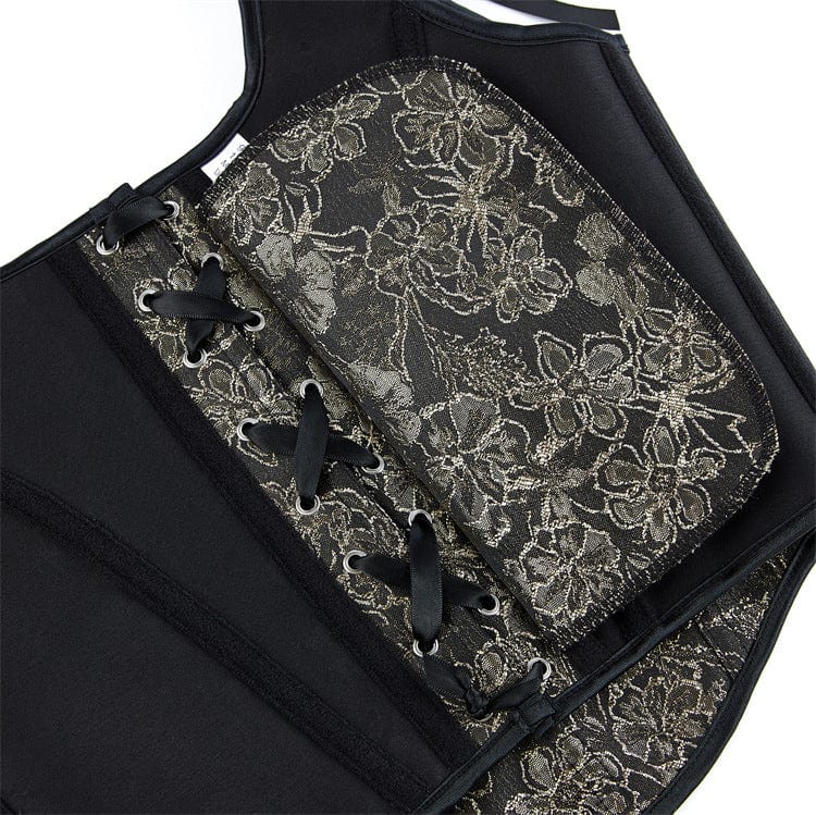 Kobine Women's Gothic Floral Embroidered Shoulder Strap Overbust Corset