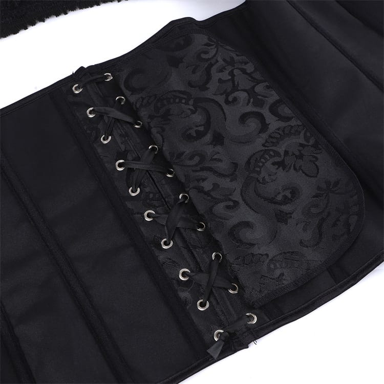 Kobine Women's Gothic Floral Jacquard Halter Lace-up Overbust Corset