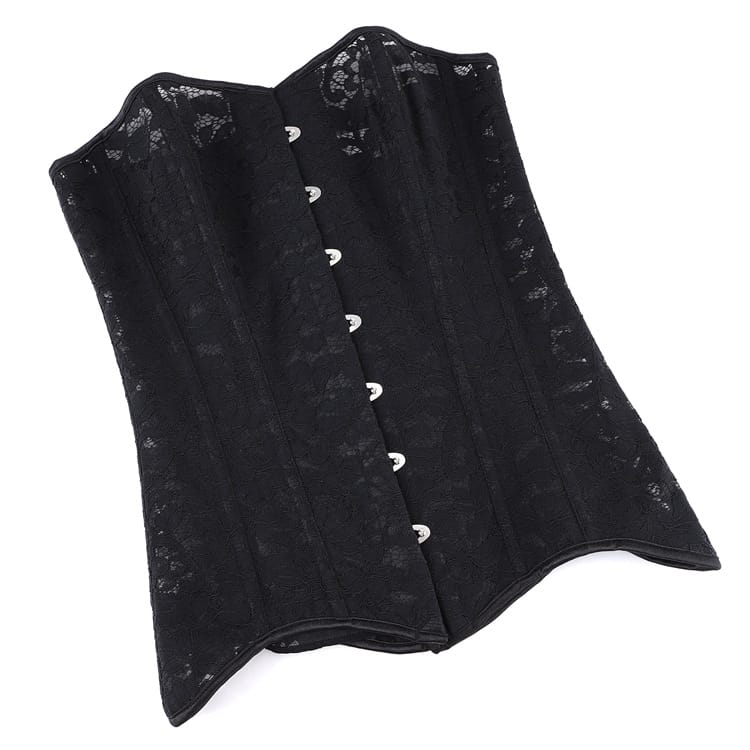 Kobine Women's Gothic Floral Mesh Lace-up Front Busk Overbust Corset