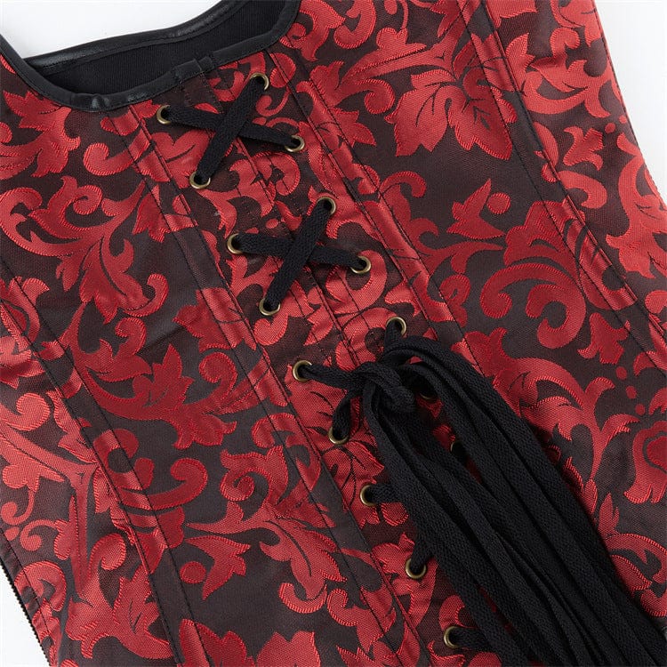 Kobine Women's Gothic Floral Printed Buckle Lace-up Overbust Corset