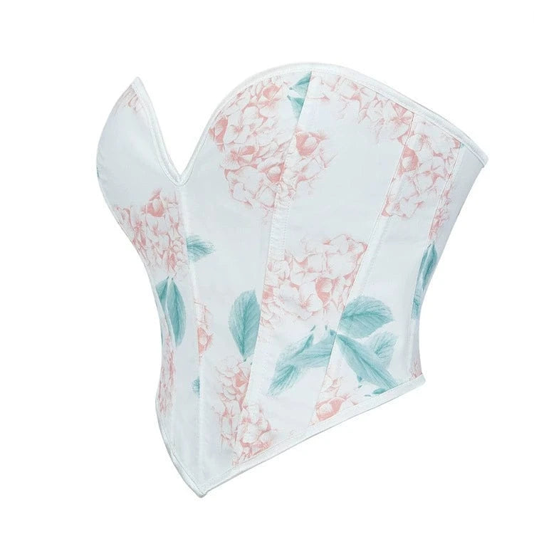 Kobine Women's Gothic Floral Printed Lace-up Overbust Corset