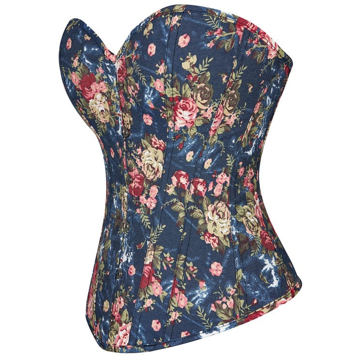 Kobine Women's Gothic Floral Printed Overbust Corset