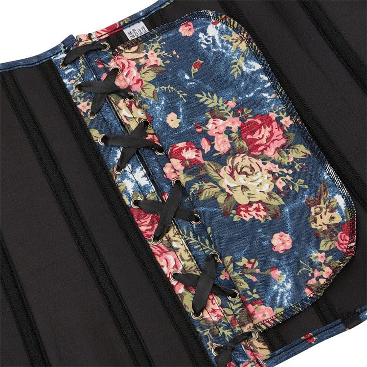 Kobine Women's Gothic Floral Printed Overbust Corset