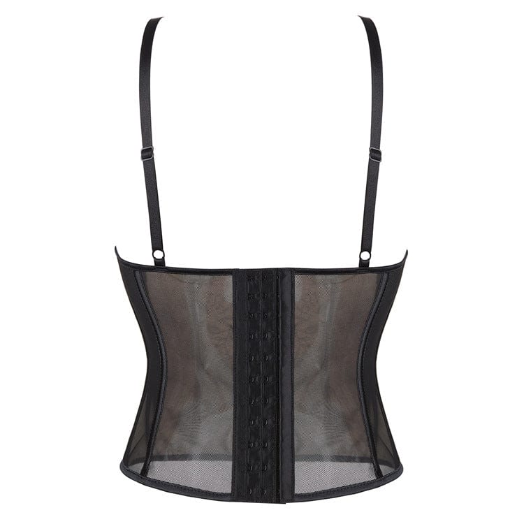 Kobine Women's Gothic Flower Printed Suspender Overbust Corset