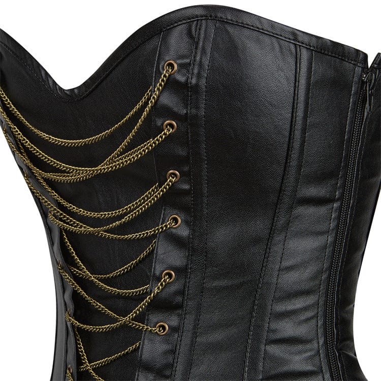 Kobine Women's Gothic Golden Chained Overbust Corset