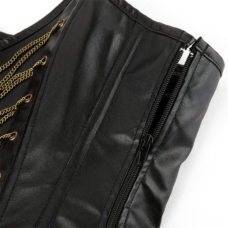 Kobine Women's Gothic Golden Chained Overbust Corset