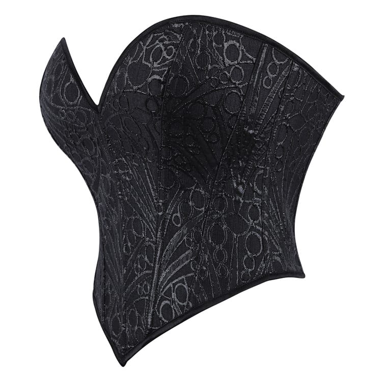 Kobine Women's Gothic Heart V Plunge Jacquard Lace-Up Overbust Corset