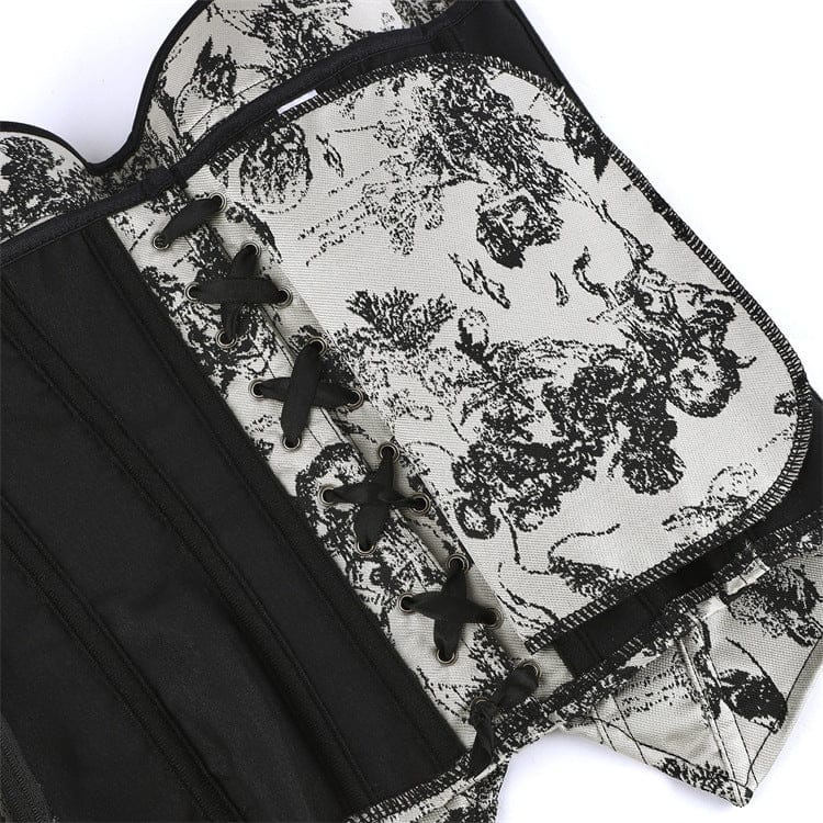 Kobine Women's Gothic Irregular Wash Painting Frog Overbust Corset