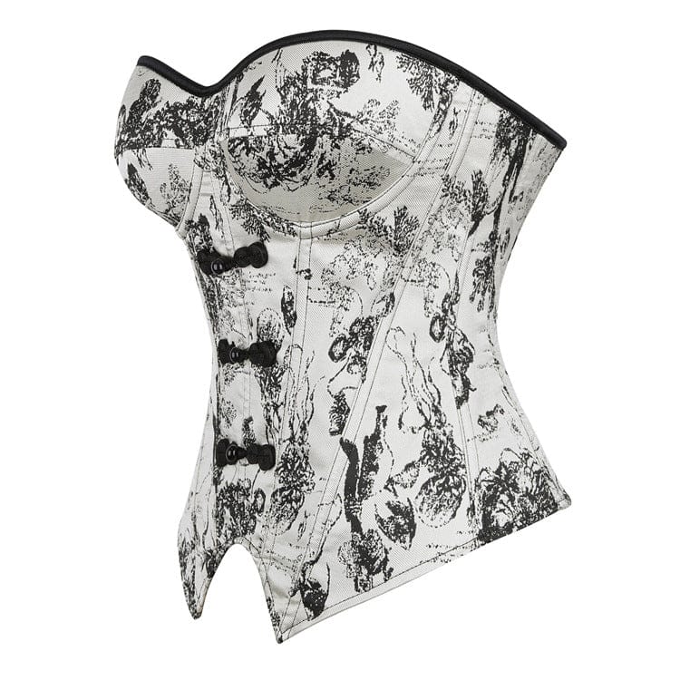 Kobine Women's Gothic Irregular Wash Painting Frog Overbust Corset