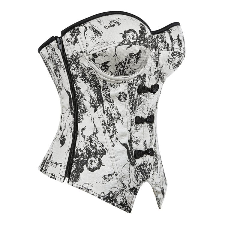 Kobine Women's Gothic Irregular Wash Painting Frog Overbust Corset