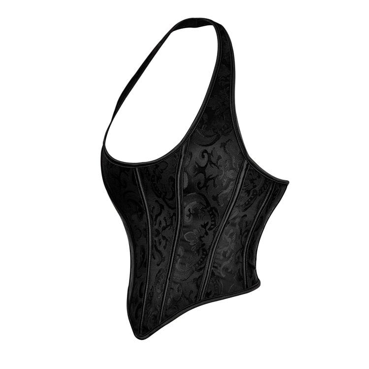 Kobine Women's Gothic Jacquard Halterneck Overbust Corset
