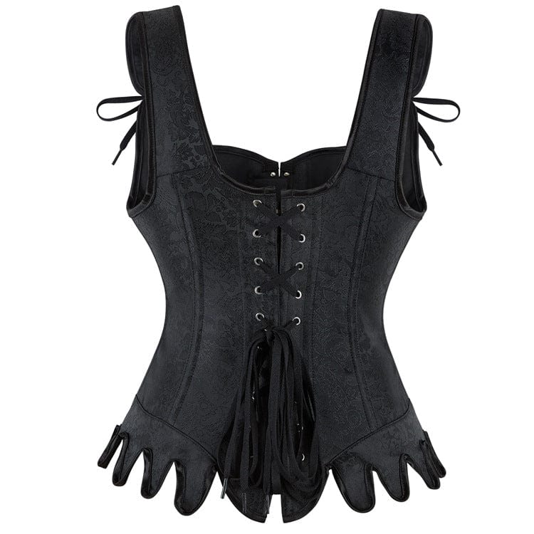 Kobine Women's Gothic Jacquard Irregular Lace-up Buckle Overbust Corset