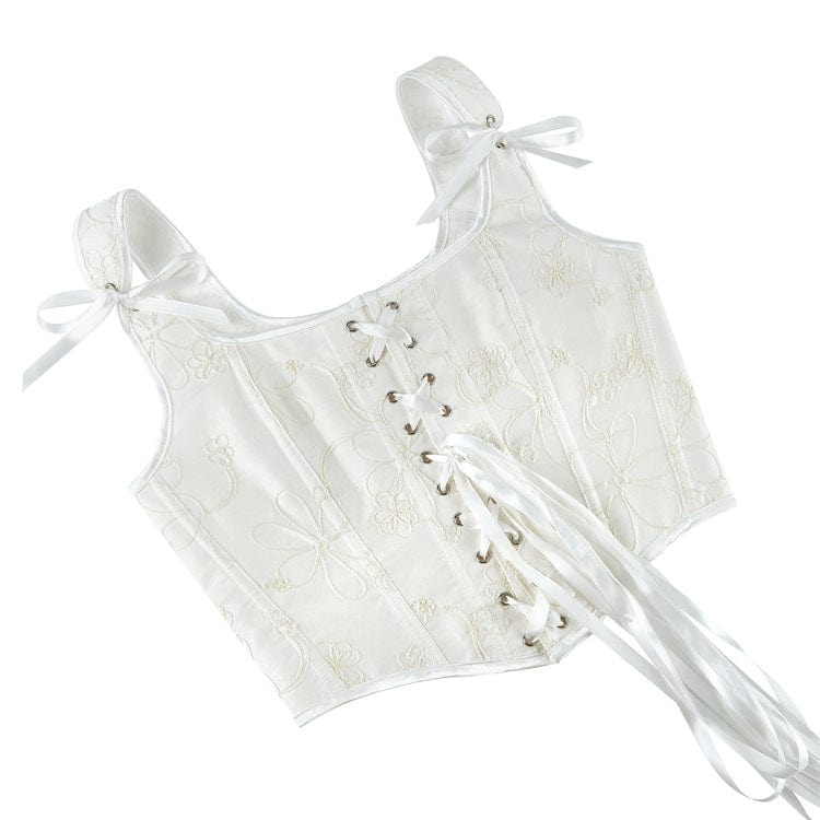 Kobine Women's Gothic Jacquard Lace-up Overbust Corset