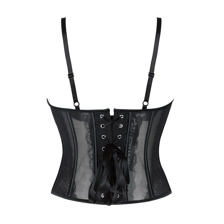 Kobine Women's Gothic Lace Sheer Overbust Corset