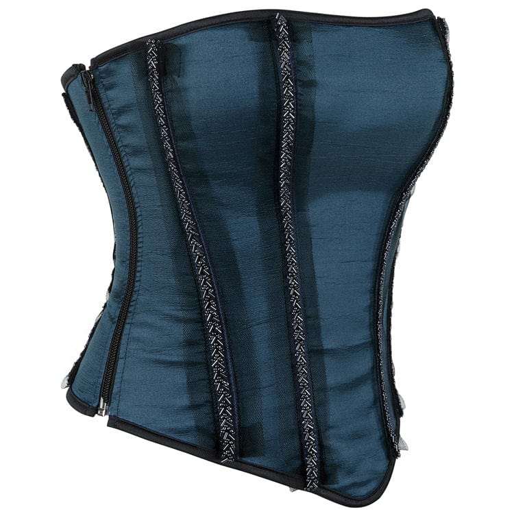 Kobine Women's Gothic Lace Side Zipper Overbust Corset