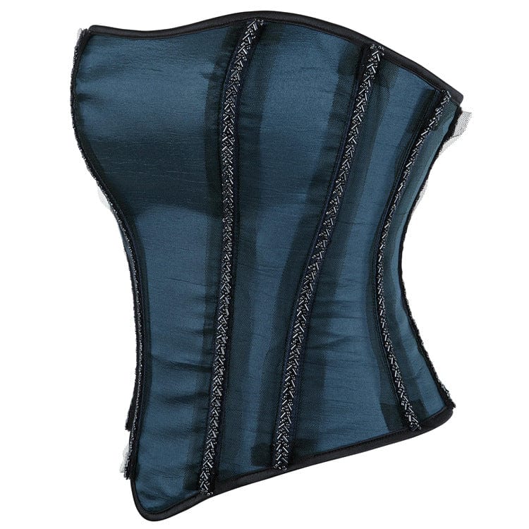 Kobine Women's Gothic Lace Side Zipper Overbust Corset