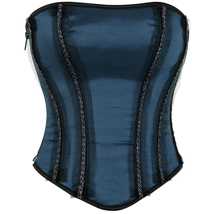 Kobine Women's Gothic Lace Side Zipper Overbust Corset