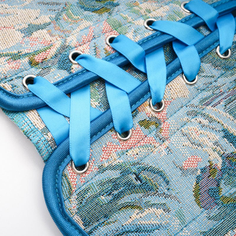 Kobine Women's Gothic Lace-up Floral Embroidered Underbust Corset