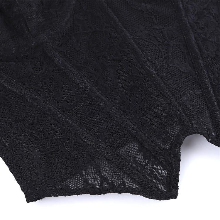 Kobine Women's Gothic Lace-up Floral Mesh Sheer Overbust Corset