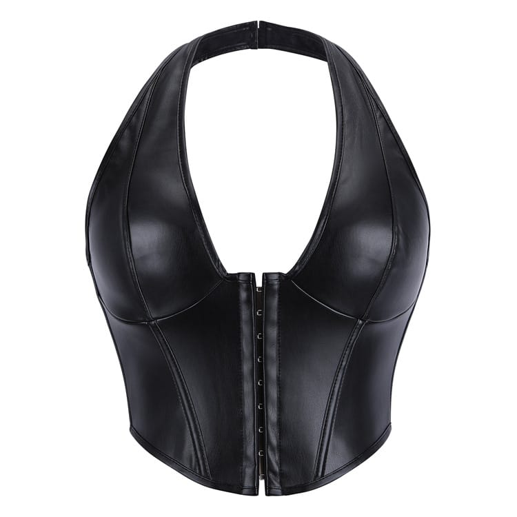 Kobine Women's Gothic Lace-up Halter Overbust Corset
