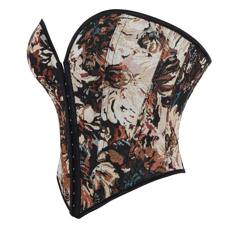 Kobine Women's Gothic Lace-up Jacquard Overbust Corset