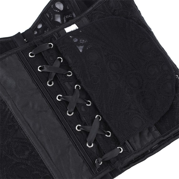 Kobine Women's Gothic Lace-up Mesh Sheer Overbust Corset