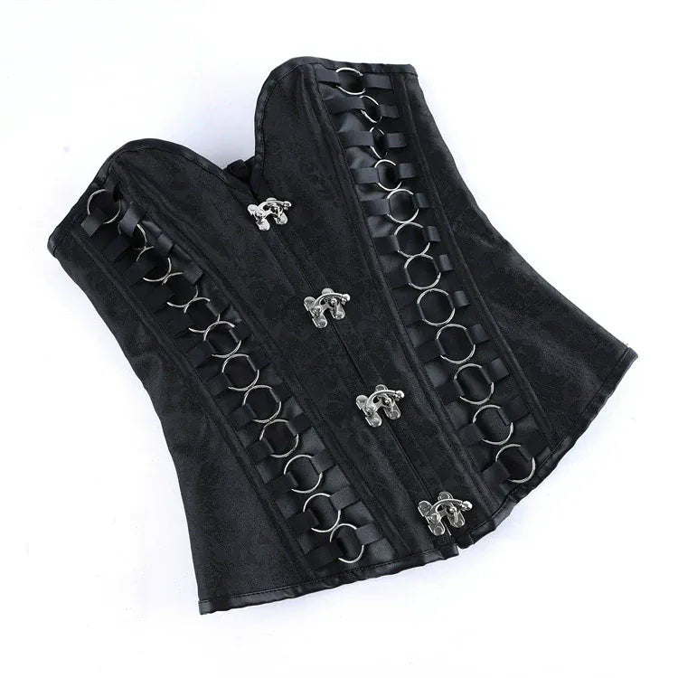 Kobine Women's Gothic Lace-up Rings Buckle Overbust Corset