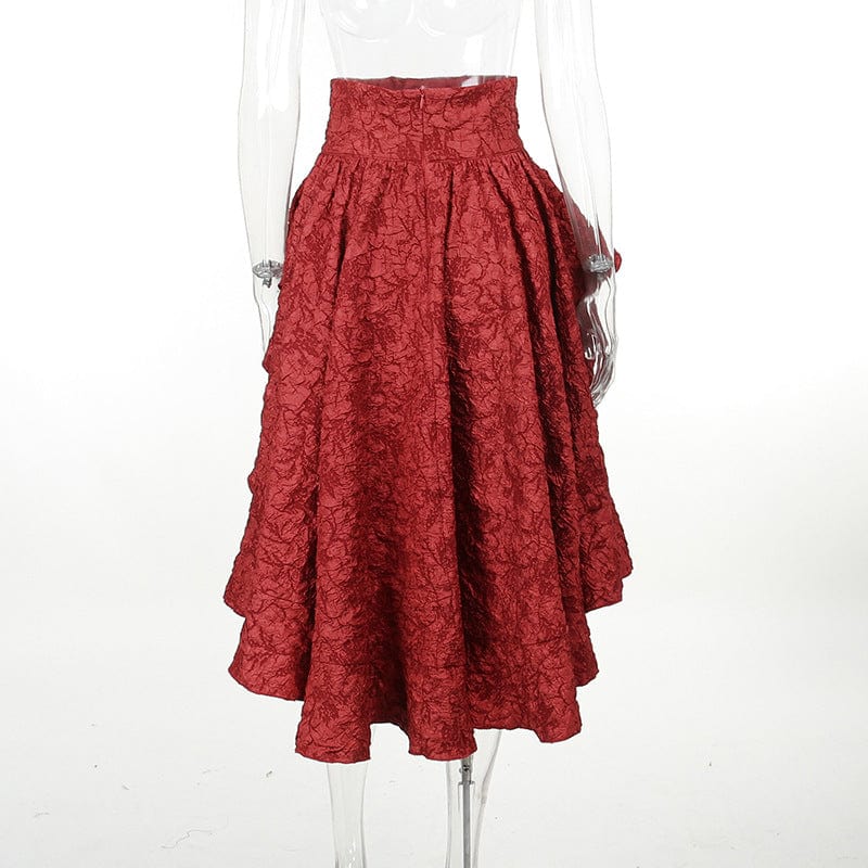 Kobine Women's Gothic Lace-up Splice Irregular Hem Skirt