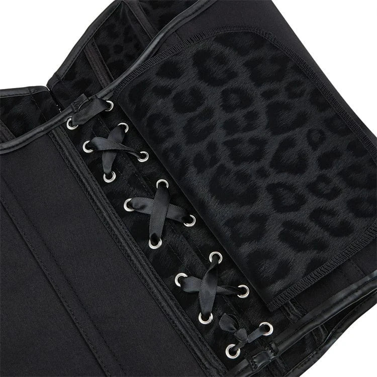 Kobine Women's Gothic Leopard Printed Single-breasted Overbust Corset