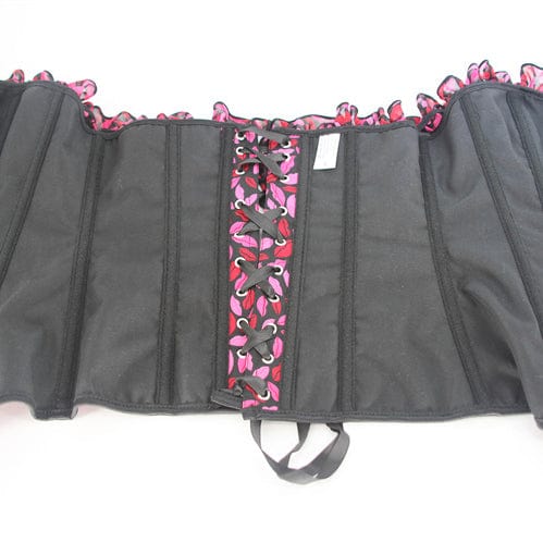 Kobine Women's Gothic Lip Printed Ruffled Overbust Corset