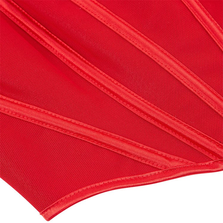 Kobine Women's Gothic Matte Lace-up Red Overbust Corset