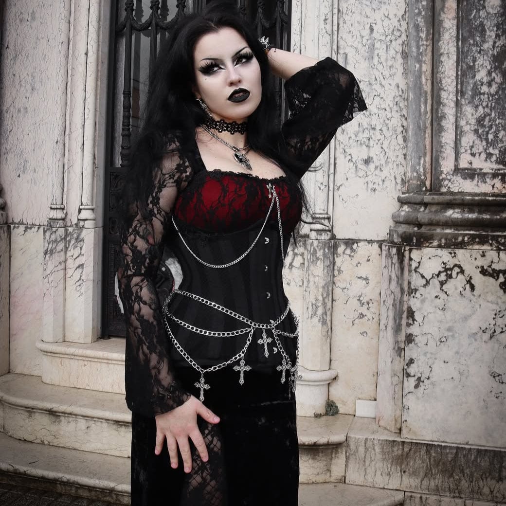 Kobine Women's Gothic Mesh 24-steel boned Underbust Corsets