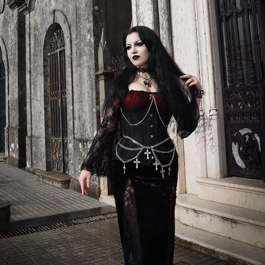 Kobine Women's Gothic Mesh 24-steel boned Underbust Corsets