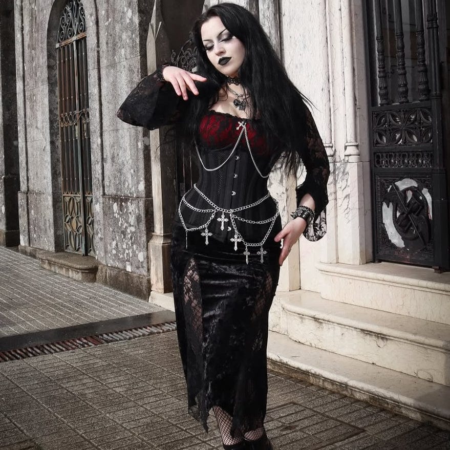 Kobine Women's Gothic Mesh 24-steel boned Underbust Corsets