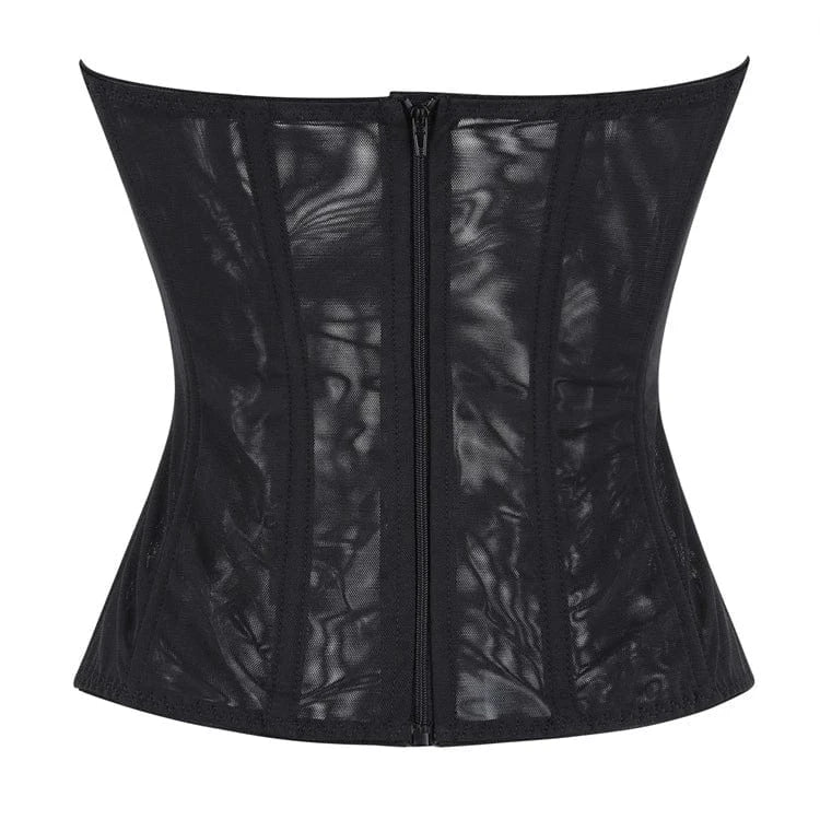 Kobine Women's Gothic Mesh Sheer Zip Overbust Corset