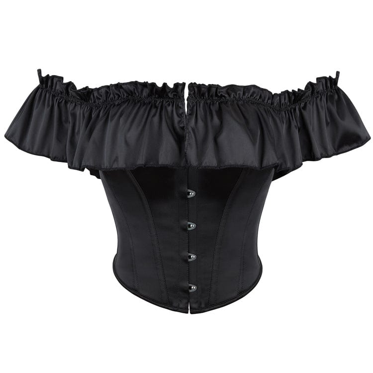Kobine Women's Gothic Off-shoulder Ruffled Lace-up Overbust Corset