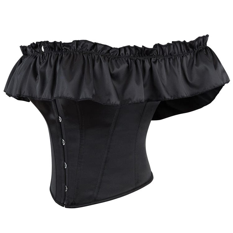 Kobine Women's Gothic Off-shoulder Ruffled Lace-up Overbust Corset