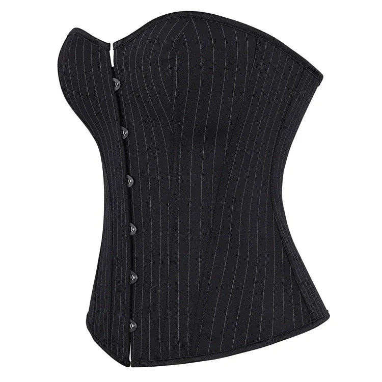 Kobine Women's Gothic Pinstripe Lace-up Overbust Corset