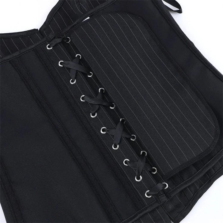 Kobine Women's Gothic Pinstripe Lace-up Overbust Corset