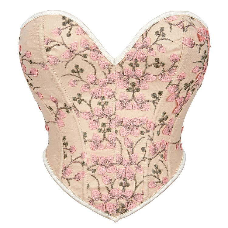 Kobine Women's Gothic Plunging Floral Embroidered Overbust Corset