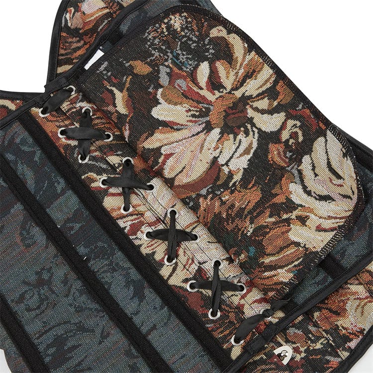 Kobine Women's Gothic Plunging Floral Embroidered Overbust Corset